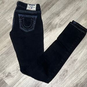 True religion, black jeans, blue stitch size 26 straight‎